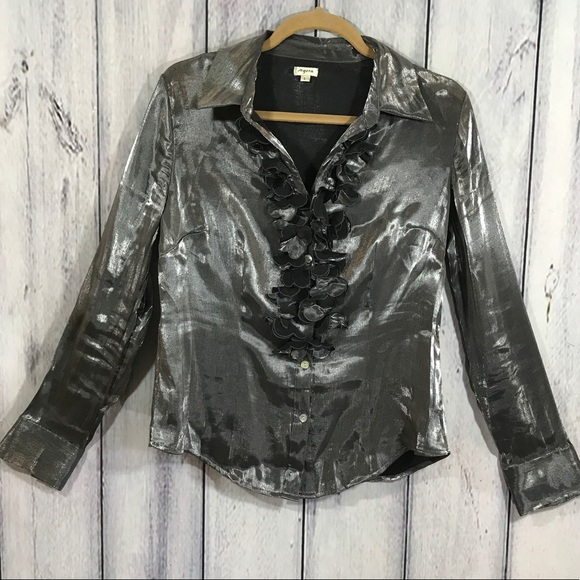 silver satin blouse